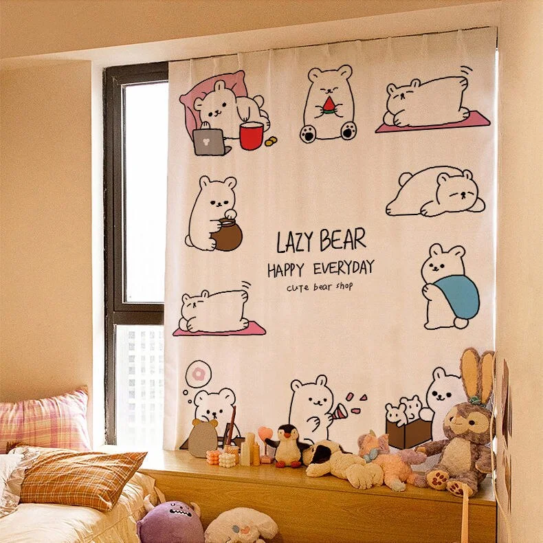 Nigikala Kawaii Tapestry Velcro Shading Curtains Background Cloth Hanging Cloth Bedroom Wall Decoration Children Room Layout 2021 New