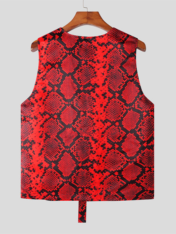 Aonga - Mens Snake Print Sleeveless Vest Waistcoat J aonga