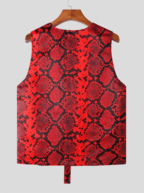 Aonga - Mens Snake Print Sleeveless Vest Waistcoat J aonga