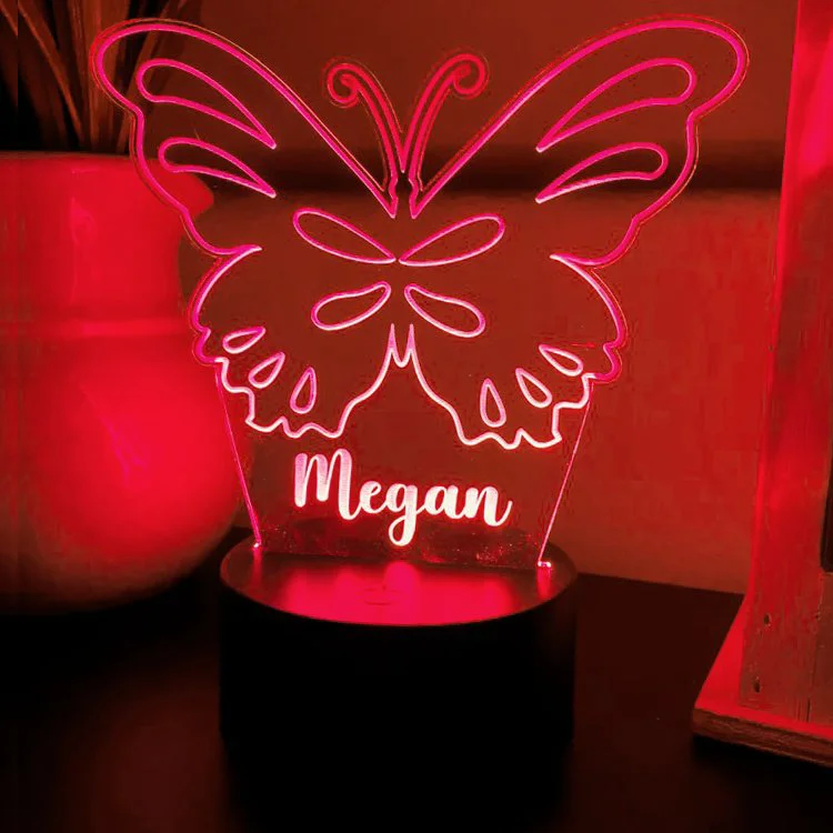 Custom Butterfly Shape Night Light with Name for Kids