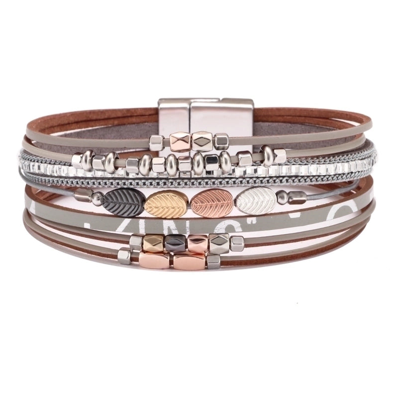 Casual Cross Pu Leather Alloy Braid Hollow Out Women’s Men’s Bracelets