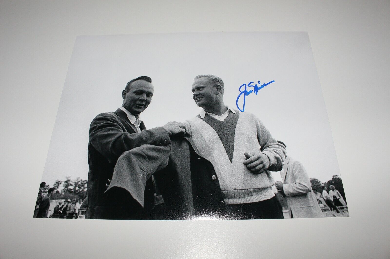 JACK NICKLAUS HAND SIGNED 11x14 B/W Photo Poster painting ARNOLD PALMER w/COA PROOF GOLF LEGEND