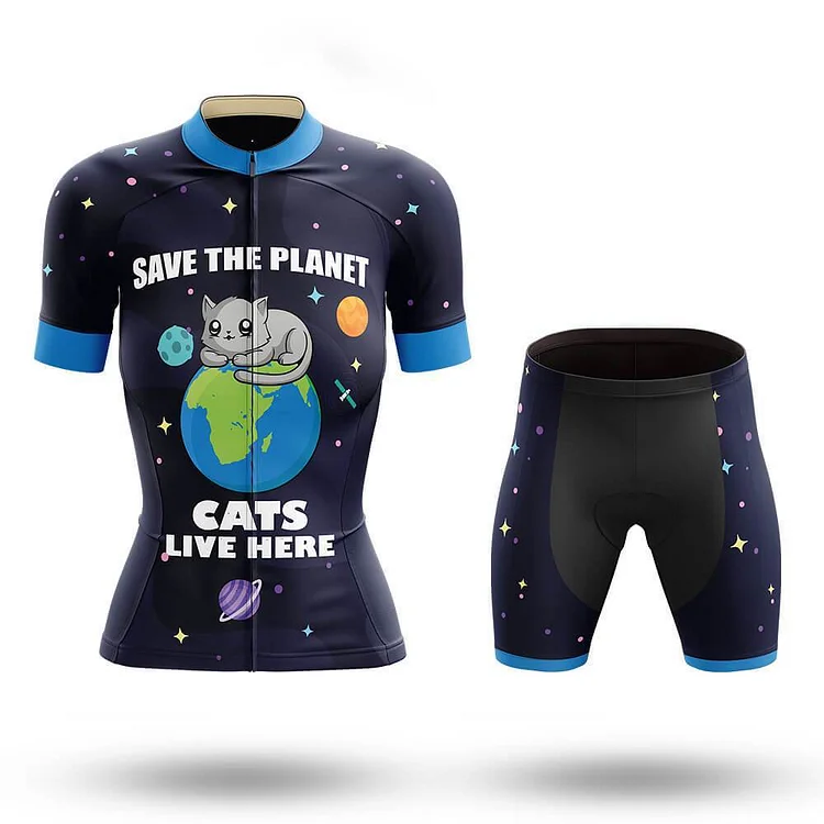 Cats Live Here Women's Short Sleeve Cycling Kit