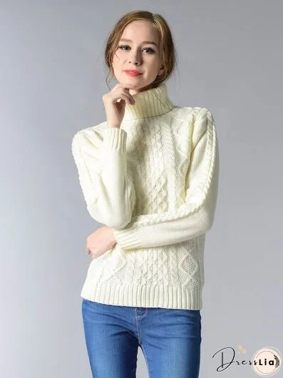 Cable-Knit Turtleneck Pullover Sweater