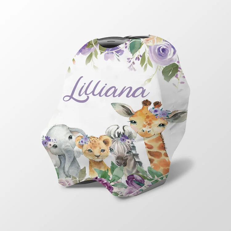 Personalized Flower Safari Baby Car Seat Canopy| Canopyl223