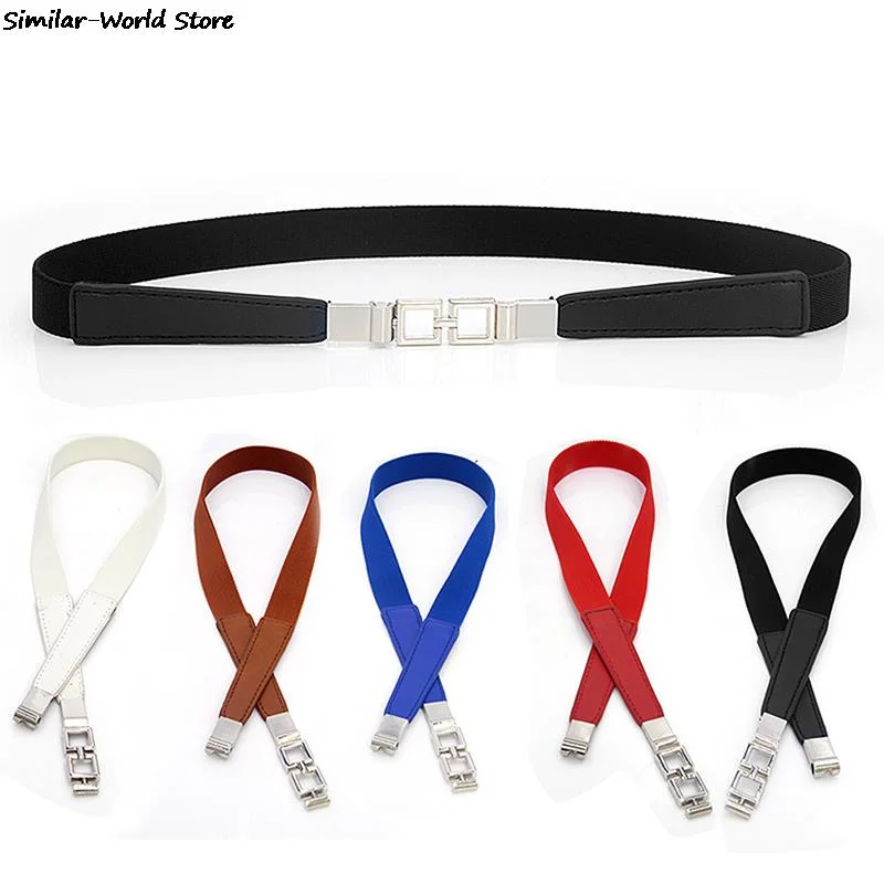 1Pcs Fashion Women PU Black White Waist Band Thin Elastic Waist Belt Dress Apparel Accessories Cinturon Mujer 4 Colors