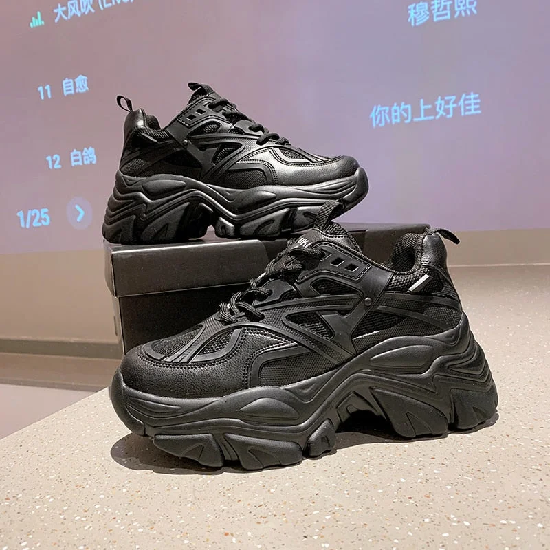 Chunky Sneakers Women 2022 Height Increasing Women's Sneakers Fashion Brand Design Thick Sole Casual Shoes Ladies Trainers