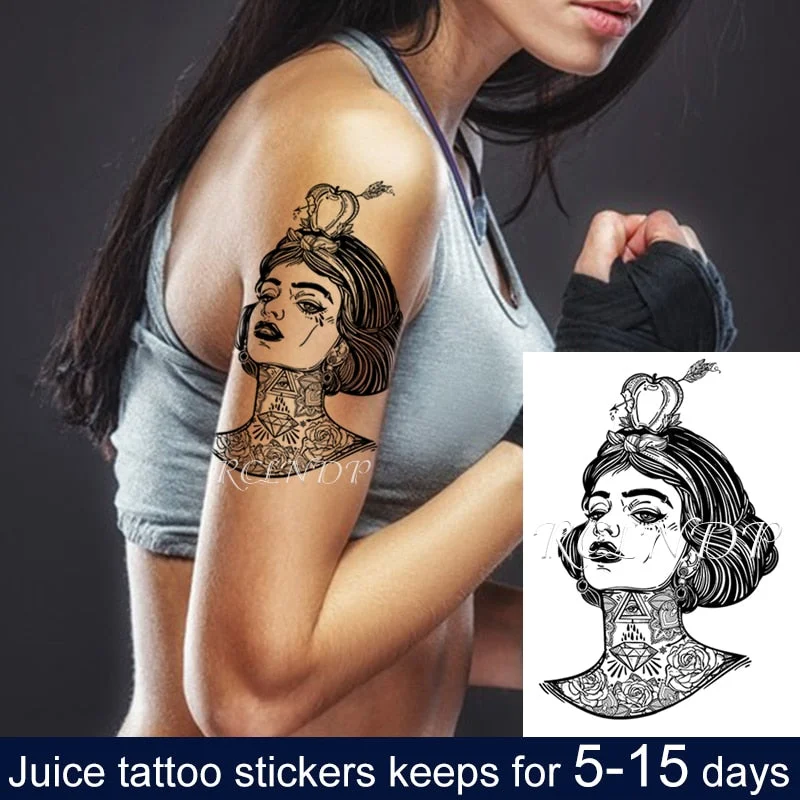 Waterproof Temporary Juice ink Sticker Egyptian Ancient Greek Mythology Cleopatra Fruit Gel Long lasting Tattoo for men women