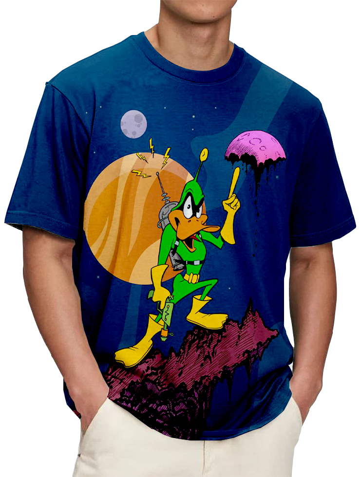 Men's Classic Cartoon Fighting Duck Short Sleeve T-Shirt PLUSCLOTHESMAN