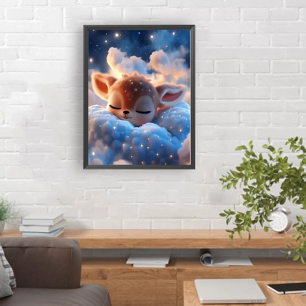 Full Round Diamond Painting 30*40cm - Deer Sleeping On The Cloud