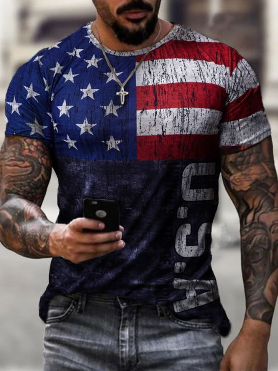 Men's T-Shirt 3D Print Short Sleeve Casual Tops