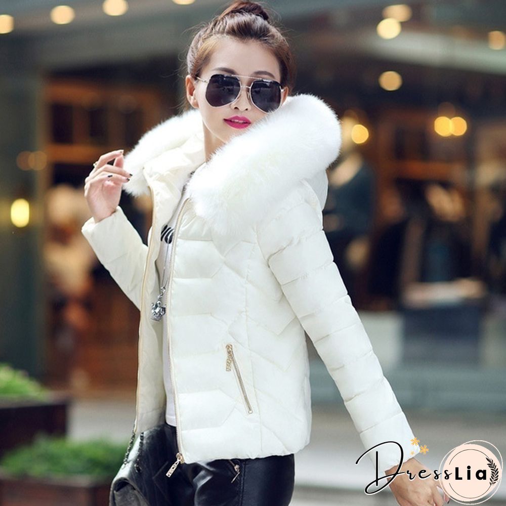 Fashion Women's Down&Parkas Cotton Jackets Female Cotton-Padded Winter Coat Large Fur Collar with Hoody Plus Size S-XXXL Parka