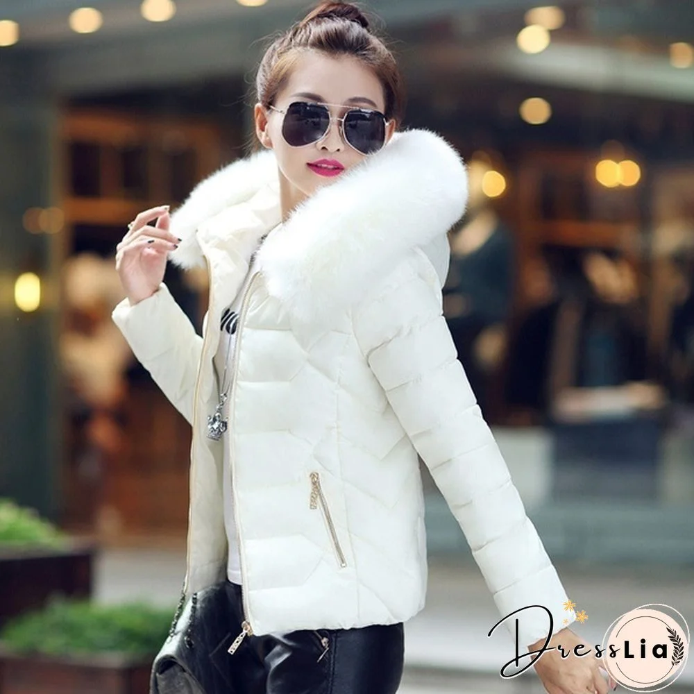 Fashion Women's Down&Parkas Cotton Jackets Female Cotton-Padded Winter Coat Large Fur Collar with Hoody Plus Size S-XXXL Parka