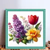 Lilac And Tulip-Partial 11CT Stamped Cross Stitch Bead Embroidery 36*36cm/14.17*14.17in tapestrymarket