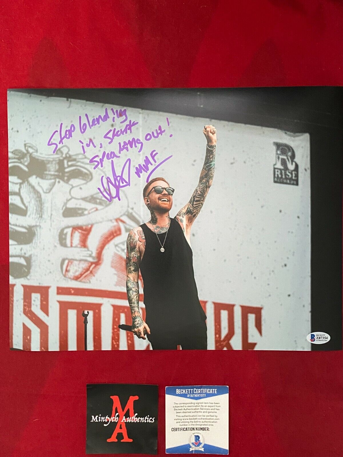 MATTY MULLINS SIGNED 11x14 Photo Poster painting! MEMPHIS MAY FIRE! BECKETT! BROKEN! CHALLENGER!