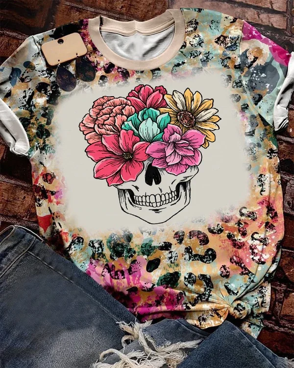 Floral Skull Bleached Shirt