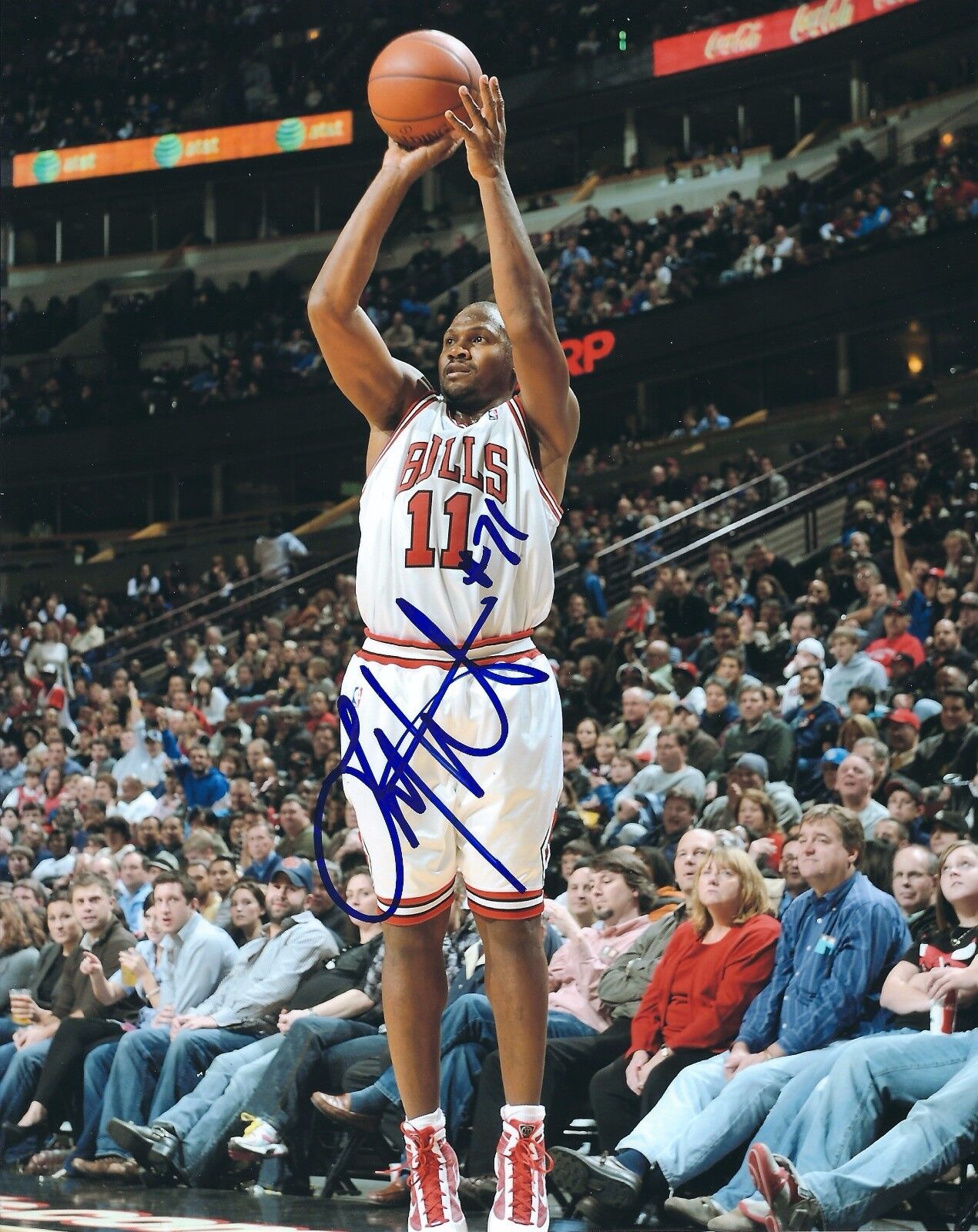 Signed 8x10 LINDSEY HUNTER Chicago Bulls Autographed Photo Poster painting w/ COA