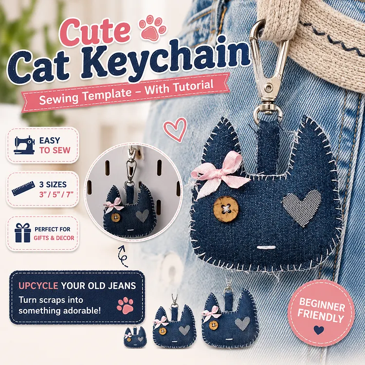 Cute Cat Charm Sewing Template &ndash; With Tutorial