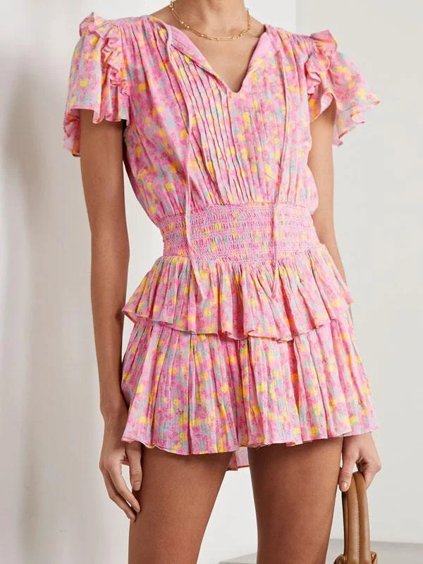 V neck floral dress
