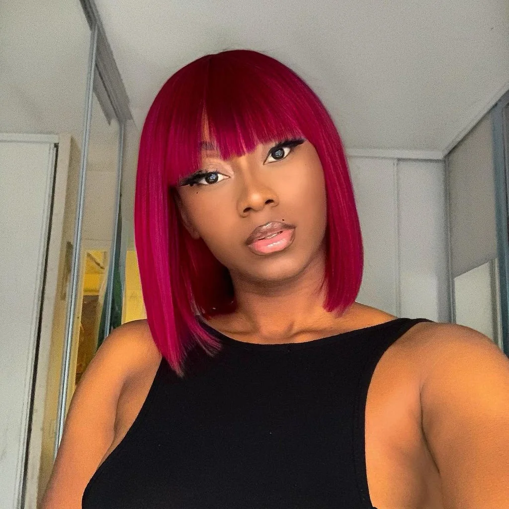 Jewtribute Hair®|Red  Short Bob Wig With Bangs 