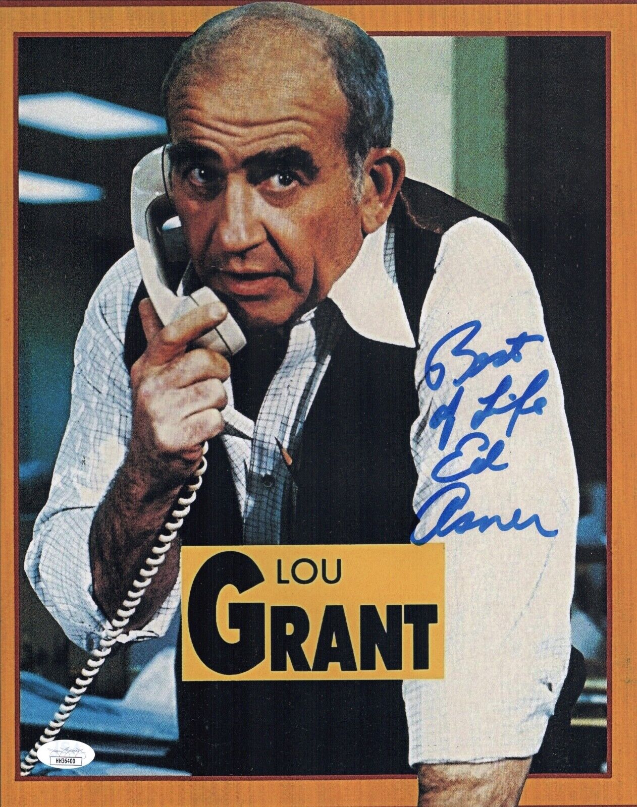 ED ASNER Signed 11x14 Photo Poster painting LOU GRANT Mary Tyler IN PERSON Autograph JSA COA