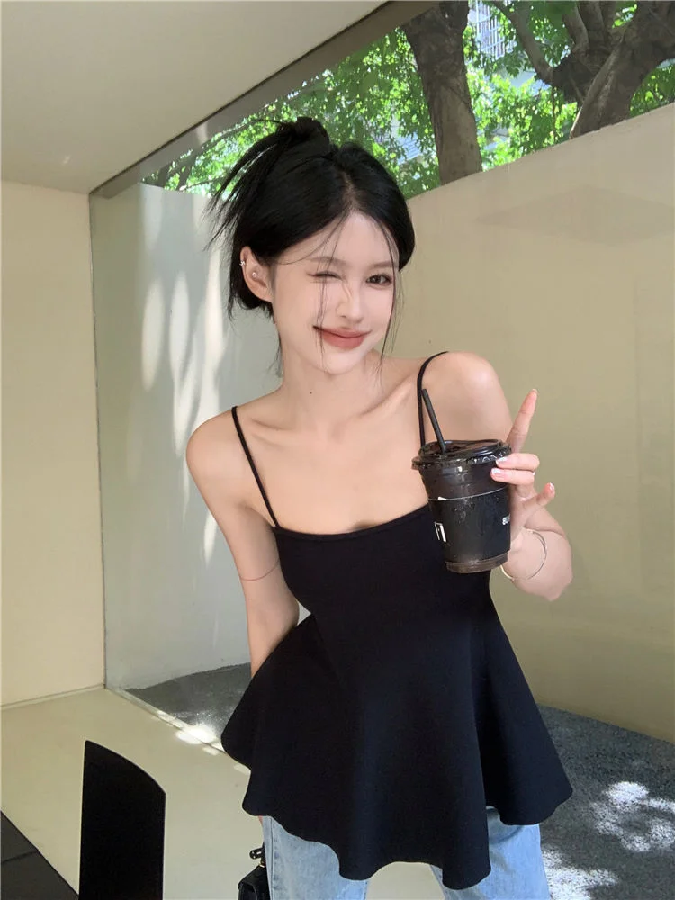 Uveng Uveng Pure-Want Retro Bare Shoulder Small Sling Women Take The Autumn New Outer Vest Sleeveless Bottom Top