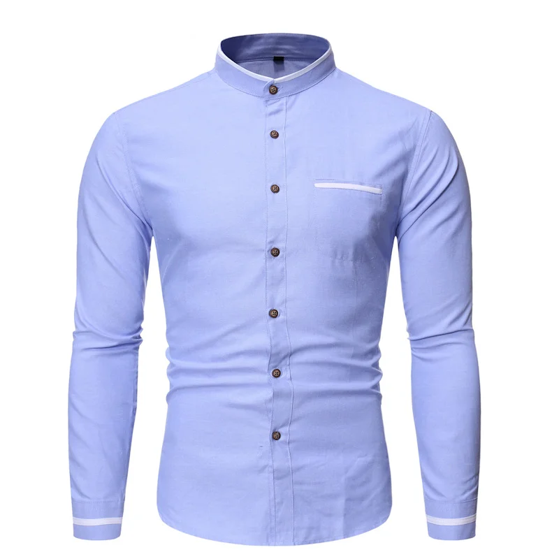 Men's long-sleeved shirt with pleated front