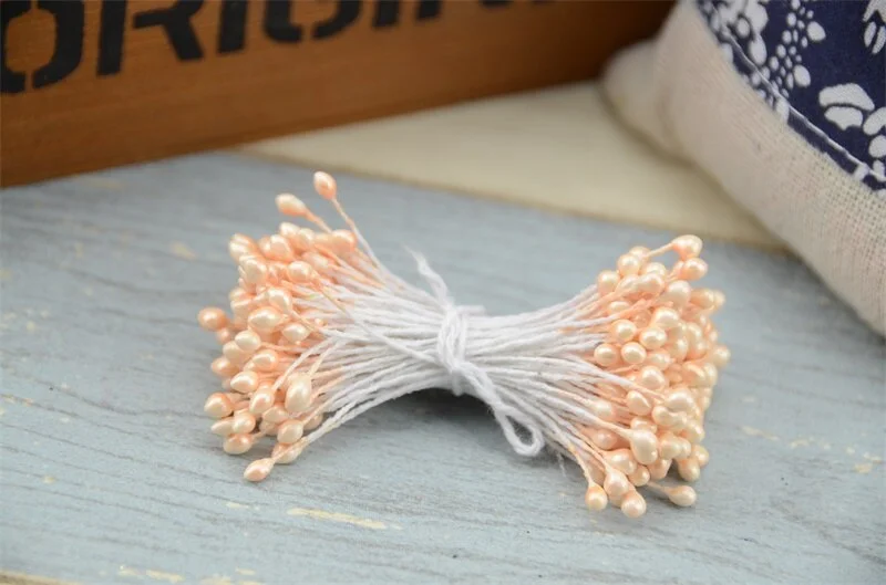 3mm 300pcs Double heads Mini Pearl Stamen Sugar Artificial Flower For Wedding Decoration DIY Scrapbooking Wreath Fake Flowers
