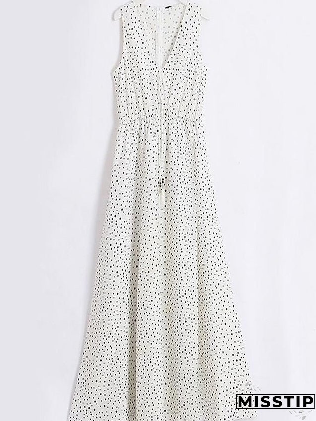 Casual Dress Swing Boho Long Maxi Light Blue Creamy-white Pink Short Sleeve Polka Dot