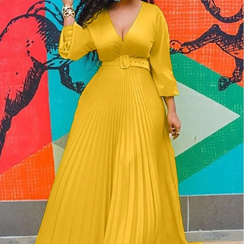 Brownm High Waist Slimming Solid Color Dresses