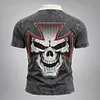 Men's Vintage Skull Print Casual Top by Inlyline