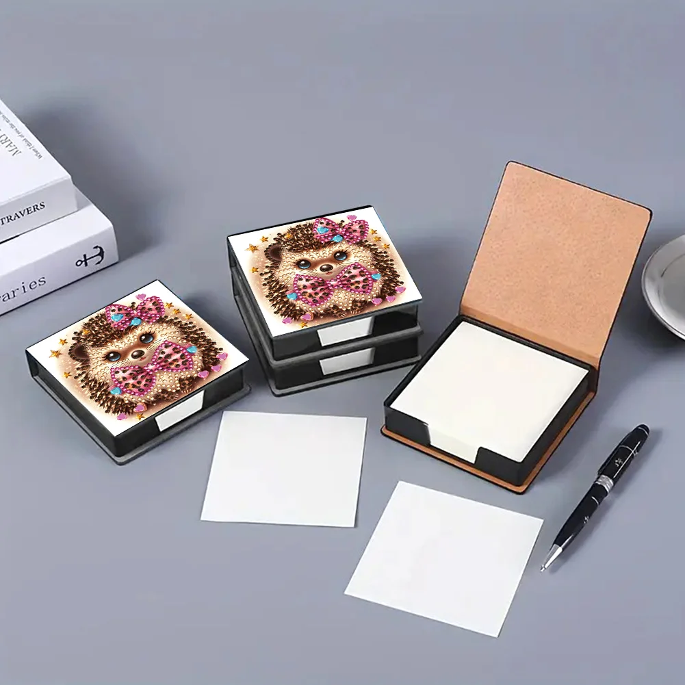 PU 5D Diamond Painting Kit Note Box DIY Diamond Art Notepad Box (Hedgehog)