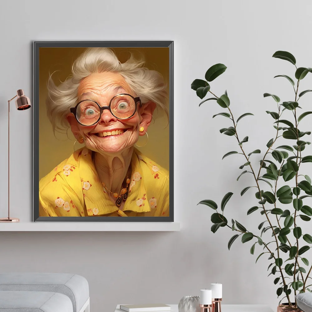 Diamond Painting - Full Round Drill - Cute Old Granny(Canvas|30*40cm)