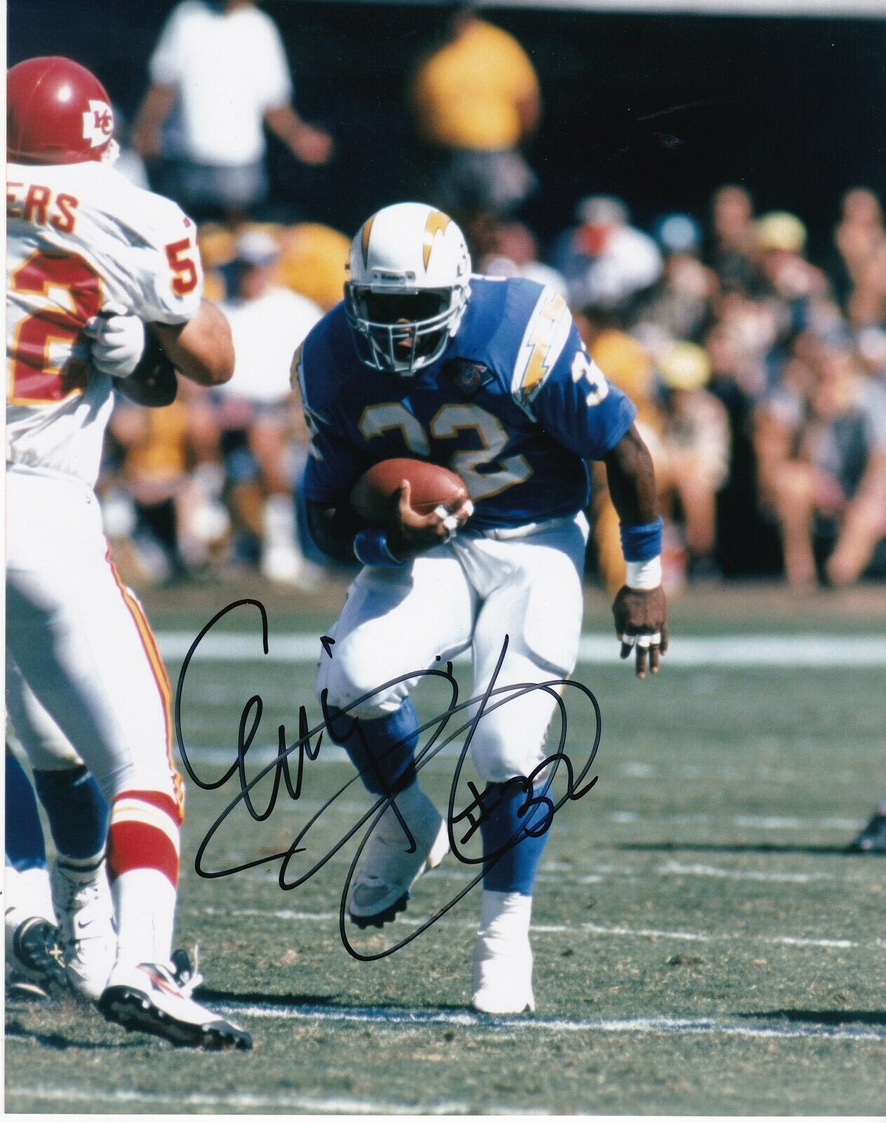 ERIC BIENIEMY SAN DIEGO CHARGERS ACTION SIGNED 8x10