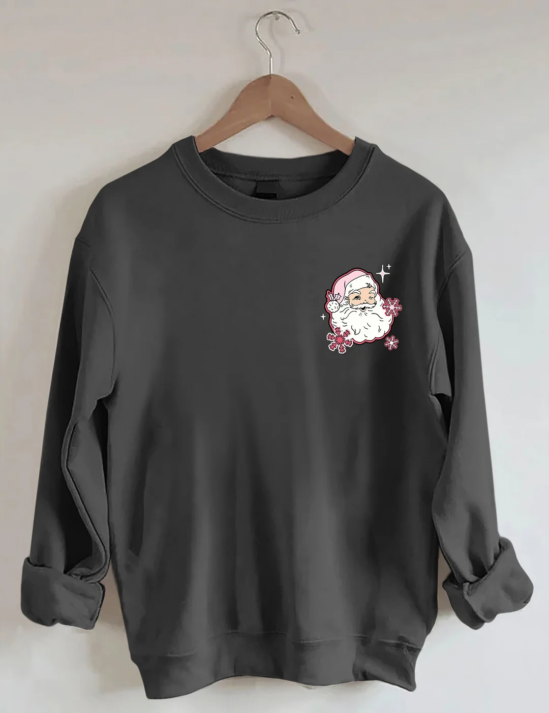 Don't Stop Believin Pink Santa Sweatshirt