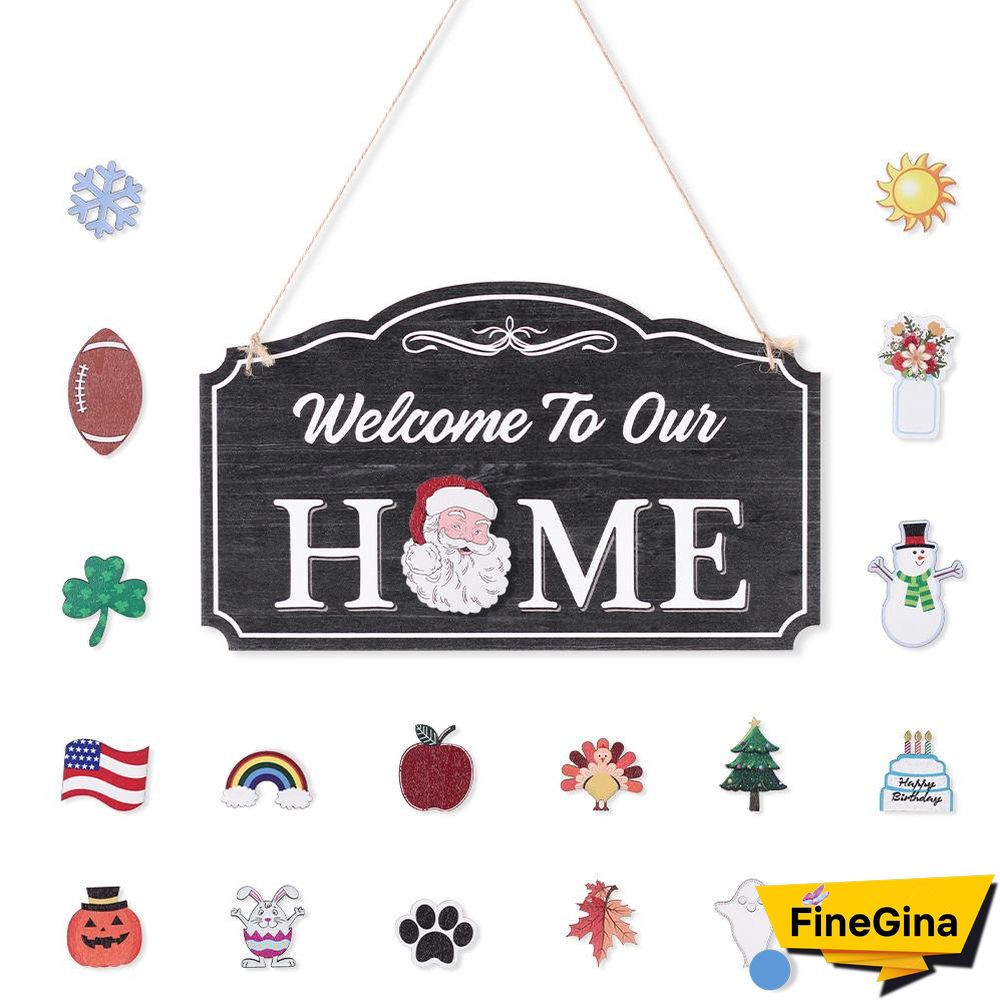 Welcome To Our HOME - Interchangeable Wooden Sign