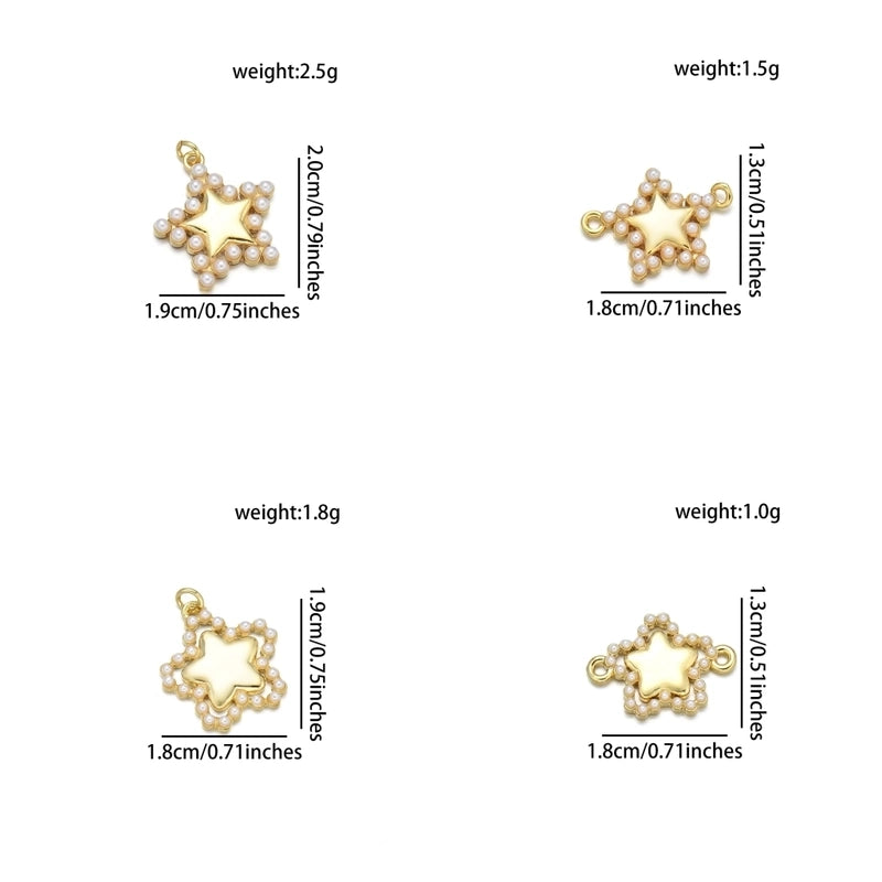 1 Piece 16 * 17mm 18*13mm 19 * 20mm Copper Pearl Zircon 18K Gold Plated Cross Star Heart Shape Polished Pendant