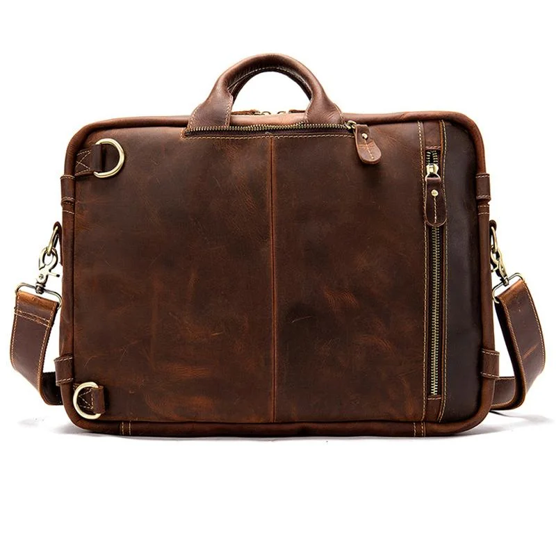 Multi-Functional Spacious Interior Comfortable Grab Detachable Sling Strap Genuine Leather Bag