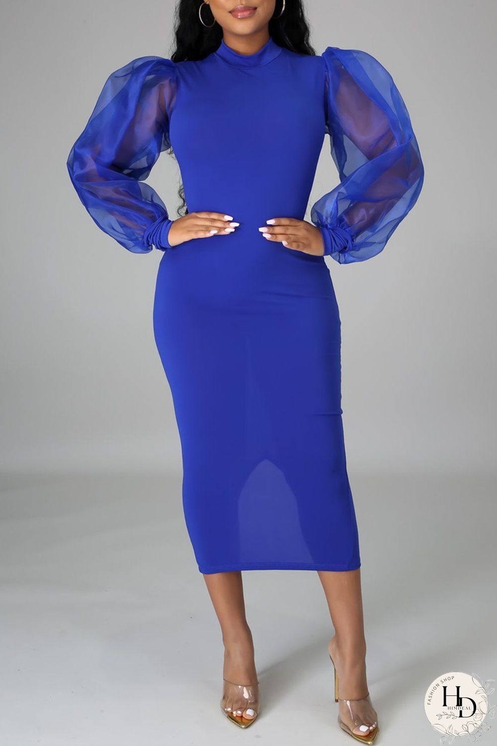 Black Fashion Casual Solid Split Joint Half A Turtleneck Long Sleeve Dresses