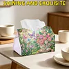 (24cm)Diamond Art Tissue Box DIY PU Napkin Cover for Home(Butterflies and flowers)