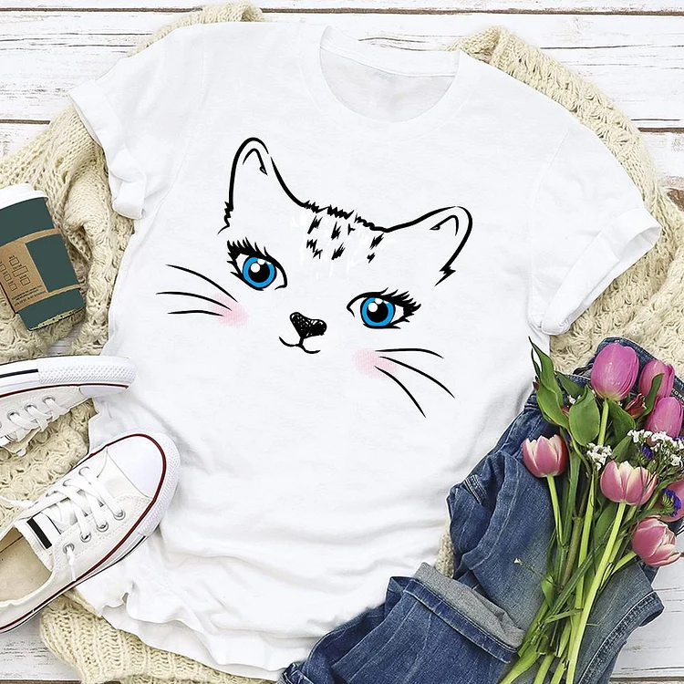 Cute cat Tee - 01590-Annaletters