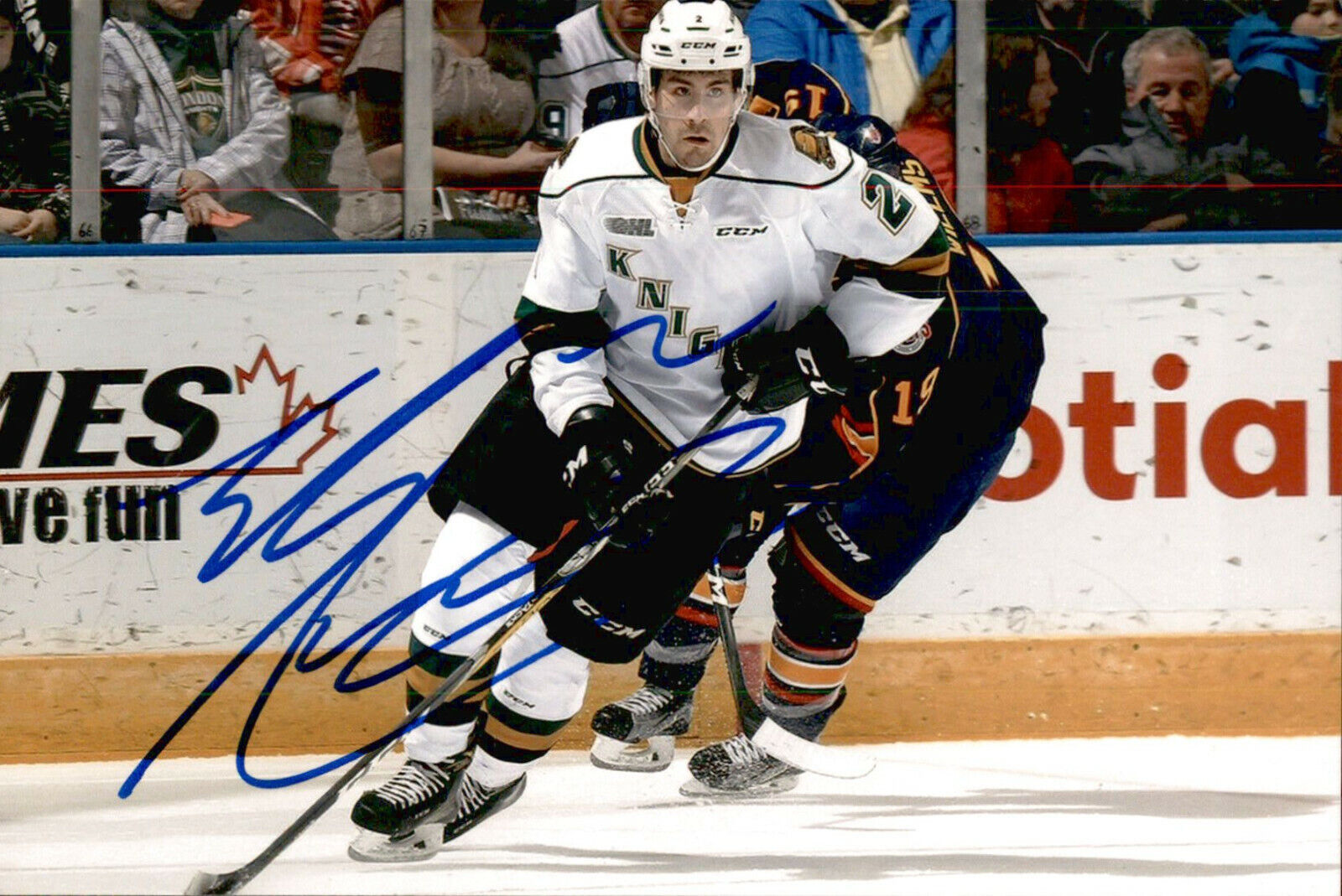 Evan Bouchard SIGNED 4X6 Photo Poster painting LONDON KNIGHTS / EDMONTON OILERS