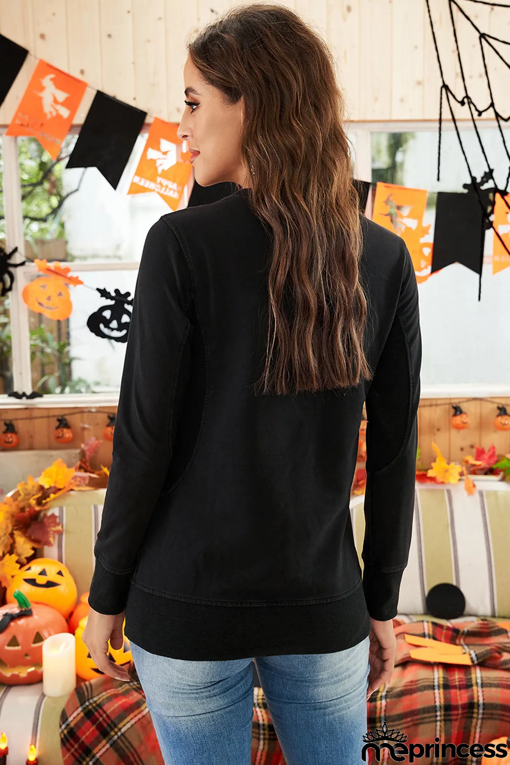 Black Wash Fleece Pullover Sweatshirt