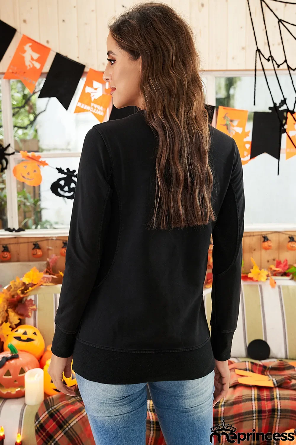 Black Wash Fleece Pullover Sweatshirt