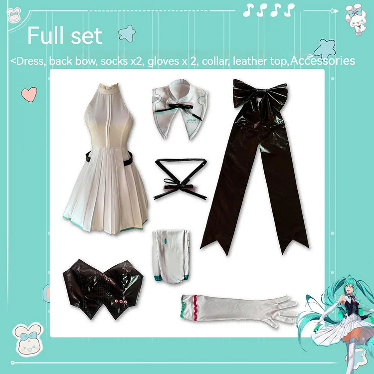 【Wetrose】In Stock Miku Leather Latex Cosplay Costume Symphony Concert Fanart Dress Anime Full Set Halloween