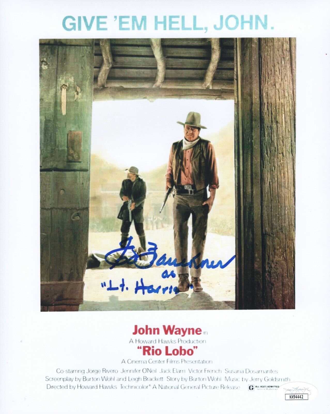 ED FAULKNER Signed 8x10 RIO LOBO John Wayne Photo Poster painting Autograph JSA COA Cert