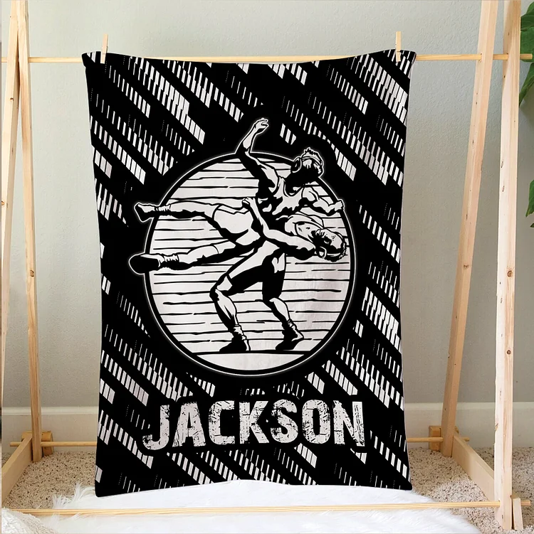 Personalized Wrestling Blanket, Wrestler Soft Cozy Blankets | BKKid365