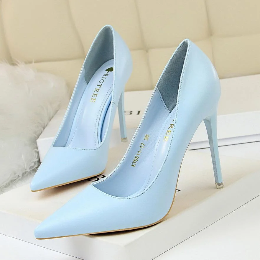 Fashion simple stiletto high-heeled shallow pointy shoes