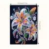 Lily Flower 5D DIY Diamond Art Painting Notebook Kit 50 Pages A5 Rhinestone Art Painting Notebook Kit for Adults Beginners Holiday Birthday Gift