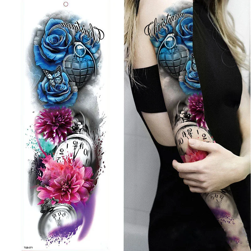 1 Sheets Full Arm Leg Extra Large Temporary Tattoos, Body Art For Men And Women - Wolf,Tiger,Bear,Warrior,Tribal Symbol 515